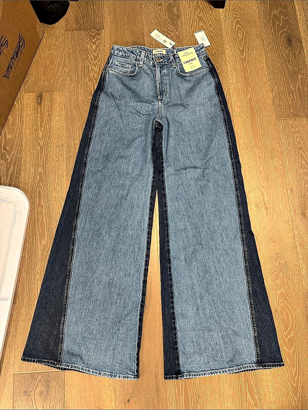 L'AGENCE Beau two tone high waist wide leg jeans in Paso Waist 27 NWT